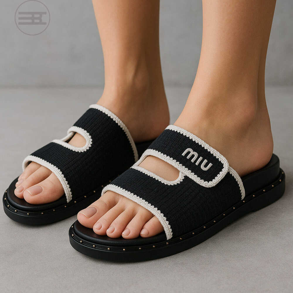 Miu Miu Slipper - Rock-Chic Elegance (Black)